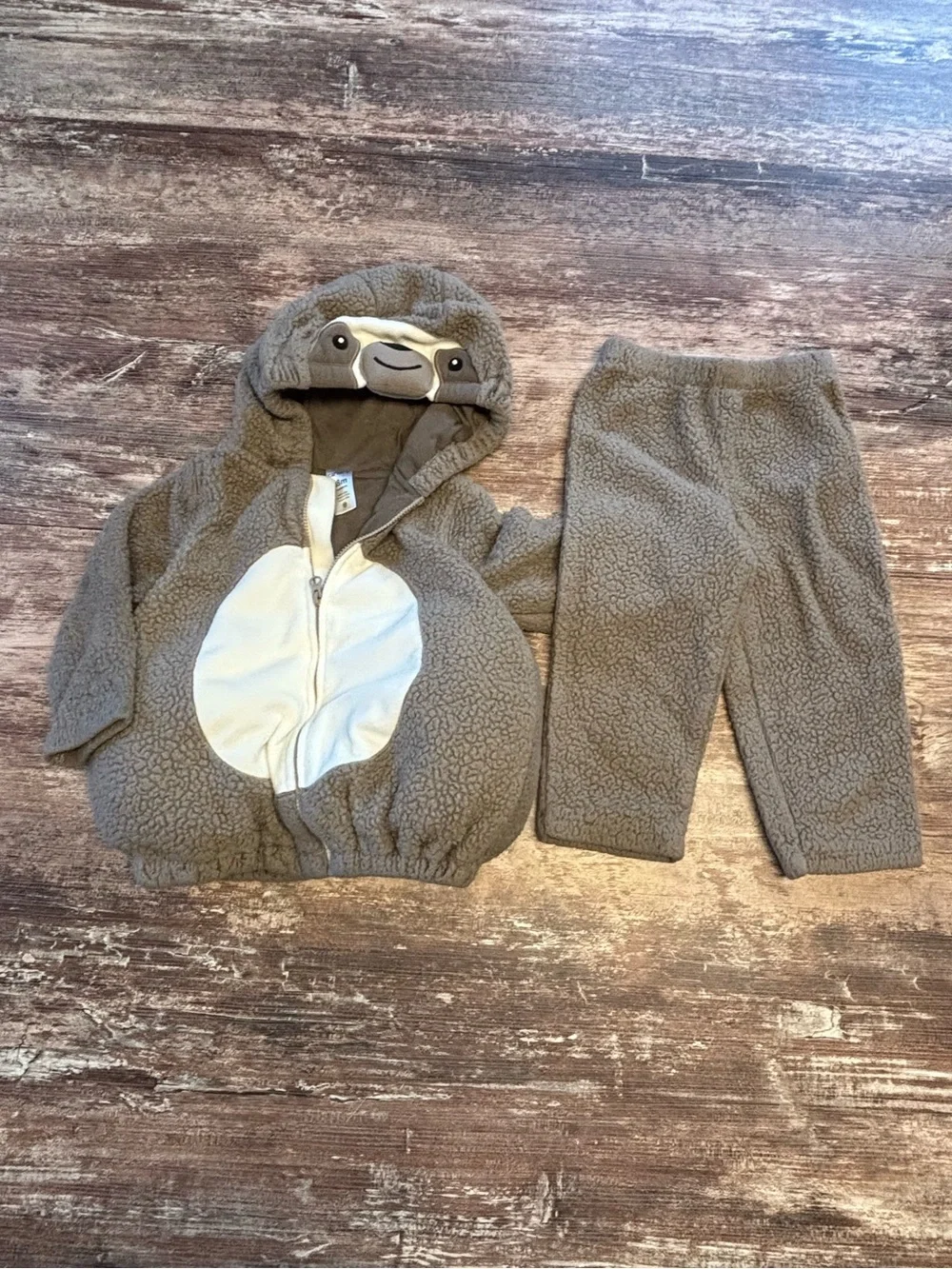 Carter's Sloth Fleece Costume Set Cute Halloween Dress Up Animal Jungle 18 Month - Picture 3 of 5